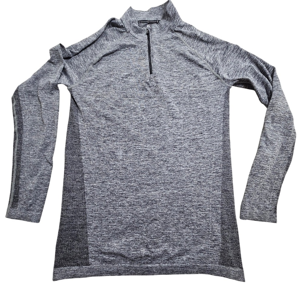 Kyodan 1/4 Zip Pullover Large Gray Space Dye Seamless Athletic Top